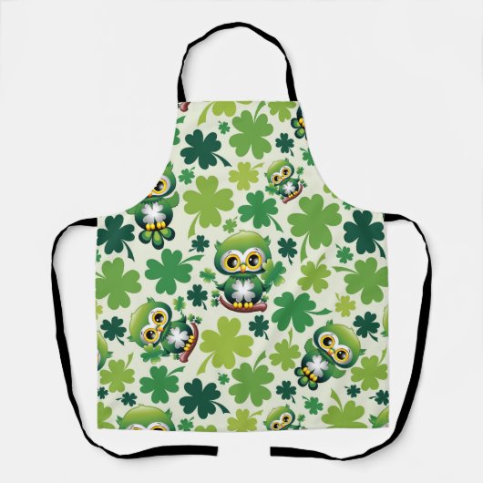 Baby Owl Cute St Patrick Cartoon エプロン (正面)