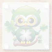 Baby Owl Cute St Patrick Cartoon ガラスコースター (裏面)
