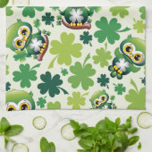 Baby Owl Cute St Patrick Cartoon キッチンタオル (折り畳み)