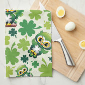 Baby Owl Cute St Patrick Cartoon キッチンタオル (四つ折り)