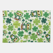 Baby Owl Cute St Patrick Cartoon キッチンタオル (横)