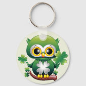 Baby Owl Cute St Patrick Cartoon キーホルダー (正面)