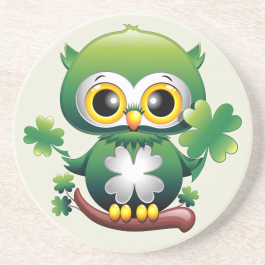 Baby Owl Cute St Patrick Cartoon コースター (正面)