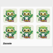 Baby Owl Cute St Patrick Cartoon スクエアシール (シート)