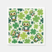 Baby Owl Cute St Patrick Cartoon スタンダードカクテルナプキン (正面)