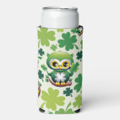 Baby Owl Cute St Patrick Cartoon スリム缶クーラー (Seltzer正面)