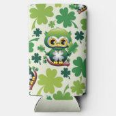 Baby Owl Cute St Patrick Cartoon スリム缶クーラー (裏面)