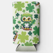 Baby Owl Cute St Patrick Cartoon スリム缶クーラー (正面)