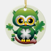 Baby Owl Cute St Patrick Cartoon セラミックオーナメント (正面)