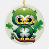 Baby Owl Cute St Patrick Cartoon セラミックオーナメント (裏面)