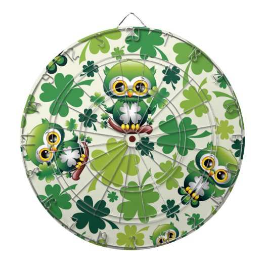 Baby Owl Cute St Patrick Cartoon ダーツボード (正面)
