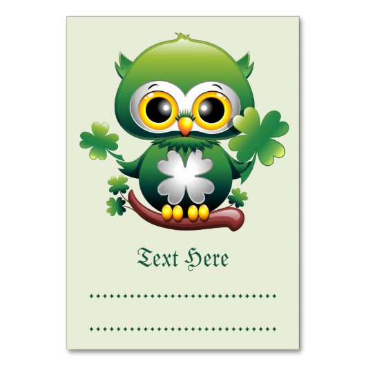 Baby Owl Cute St Patrick Cartoon テーブルナンバー (正面)