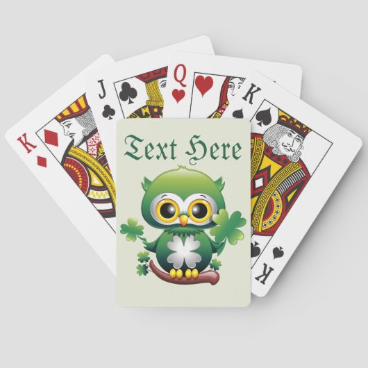 Baby Owl Cute St Patrick Cartoon トランプ (裏面)