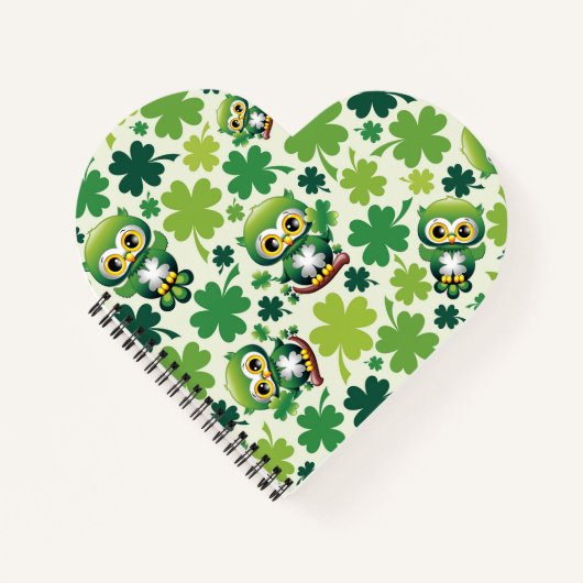 Baby Owl Cute St Patrick Cartoon ノートブック (正面)