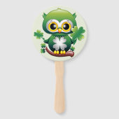 Baby Owl Cute St Patrick Cartoon ハンドファン (裏面)