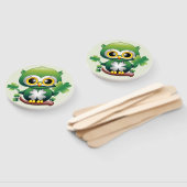 Baby Owl Cute St Patrick Cartoon ハンドファン (組立なし)