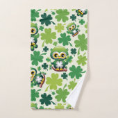 Baby Owl Cute St Patrick Cartoon バスタオルセット (ハンドタオル)