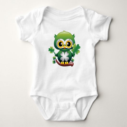 Baby Owl Cute St Patrick Cartoon ベビーボディスーツ (正面)