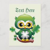 Baby Owl Cute St Patrick Cartoon ポストカード (正面)
