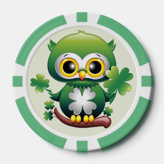 Baby Owl Cute St Patrick Cartoon ポーカーチップ (正面)