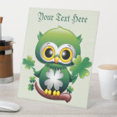 Baby Owl Cute St Patrick Cartoon 台座サイン (インサイチュ)