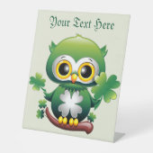 Baby Owl Cute St Patrick Cartoon 台座サイン (正面)