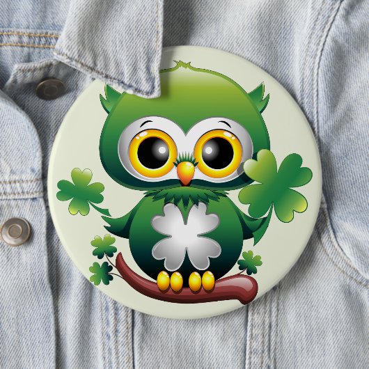 Baby Owl Cute St Patrick Cartoon 缶バッジ (インサイチュ)