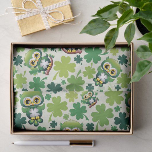 Baby Owl Cute St Patrick Cartoon 薄葉紙 (ギフト)