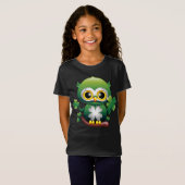 Baby Owl Cute St Patrick Cartoon Tシャツ (正面フル)