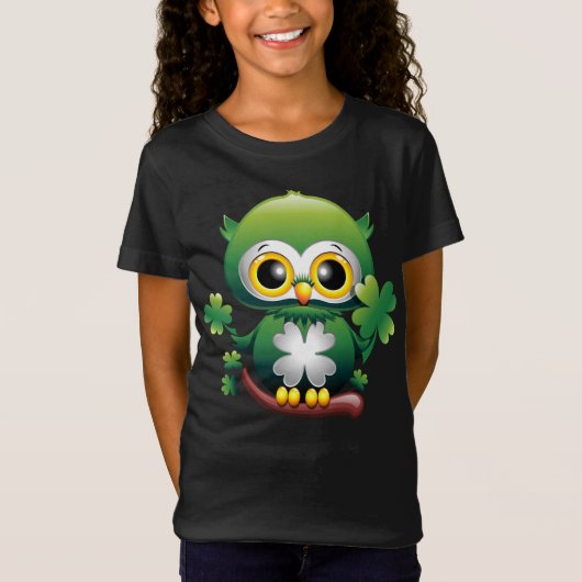 Baby Owl Cute St Patrick Cartoon Tシャツ (正面)