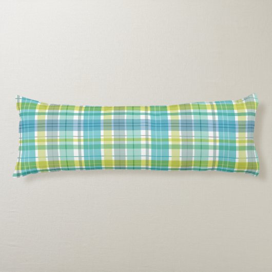Baby Pastel Plaid Blue Green ボディピロー (正面)