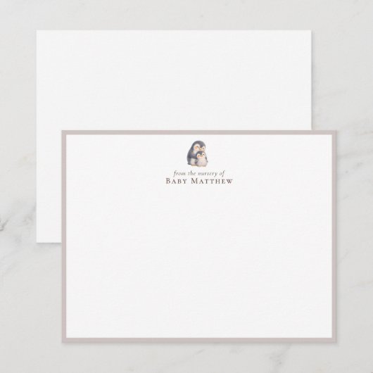 Baby Penguin Nursery Flat Note Card ノートカード (正面/裏面)