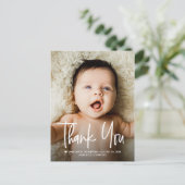 Baby Photo Handlettering Thank you Modern Birth 案内ポストカード (スタンド正面)