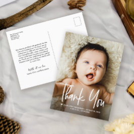 Baby Photo Handlettering Thank you Modern Birth 案内ポストカード