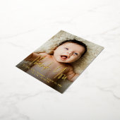 Baby Photo Handlettering Thank you Modern Birth  箔シーズンポストカード (回転した状態)
