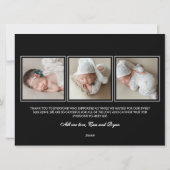 Baby Photo Modern Birth Announcement Black & White シーズンカード (裏面)