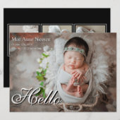 Baby Photo Modern Birth Announcement Black & White シーズンカード (正面/裏面)