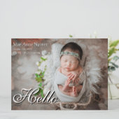 Baby Photo Modern Birth Announcement Black & White シーズンカード (スタンド正面)