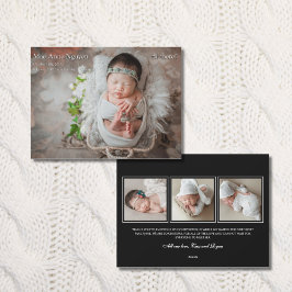 Baby Photo Modern Birth Announcement Black & White シーズンカード