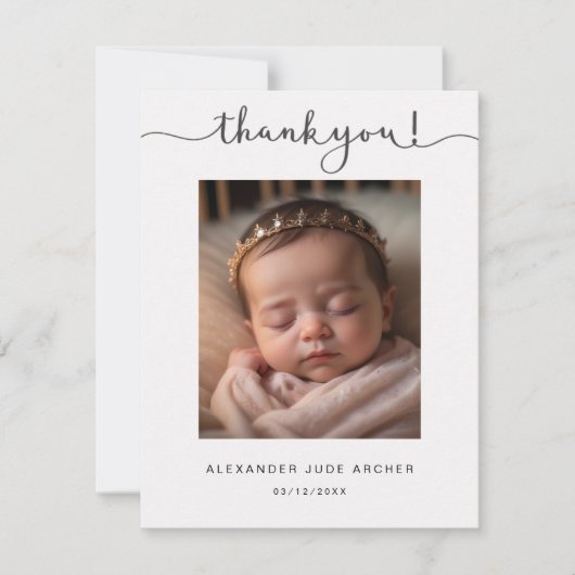 Baby Photo Modern Birth Announcement Card 招待状 (正面)