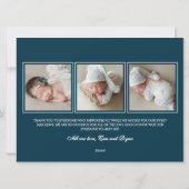 Baby Photo Modern Birth Announcement Deep Blue シーズンカード (裏面)