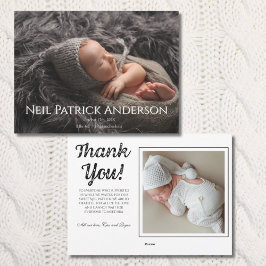 Baby Photo Modern Birth Announcement White シーズンカード