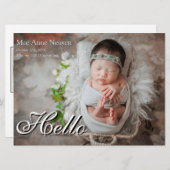 Baby Photo Modern Birth Announcement White シーズンカード (正面/裏面)