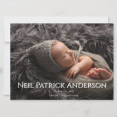 Baby Photo Modern Birth Announcement White シーズンカード (正面)