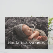 Baby Photo Modern Birth Announcement White シーズンカード (スタンド正面)