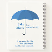 Baby Photo, Name, Date, Blue Umbrella ノートブック (裏面)