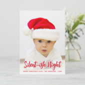 Baby Photo Silent-ish Night Red Funny Christmas シーズンカード (スタンド正面)