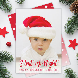 Baby Photo Silent-ish Night Red Funny Christmas シーズンカード