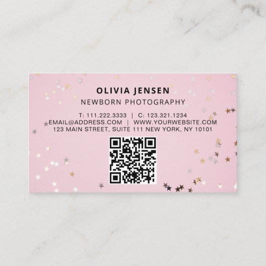 Baby Photographer Custom Newborn Photo Chic Modern 名刺 (裏面)