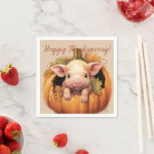 Baby Pig & Pumpkin Thanksgiving Cocktail Napkins スタンダードカクテルナプキン (インサイチュ)